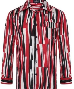 Collectif Men Tiago Abstract Shirt Black Red