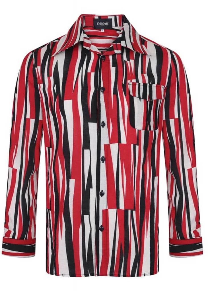 Collectif Men Tiago Abstract Shirt Black Red