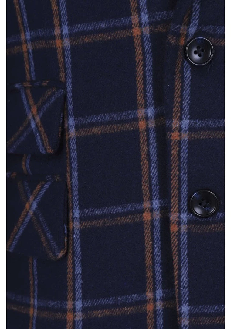 Collectif Mens John Check Jacket Navy New In