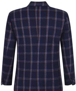 Collectif Mens John Check Jacket Navy New In