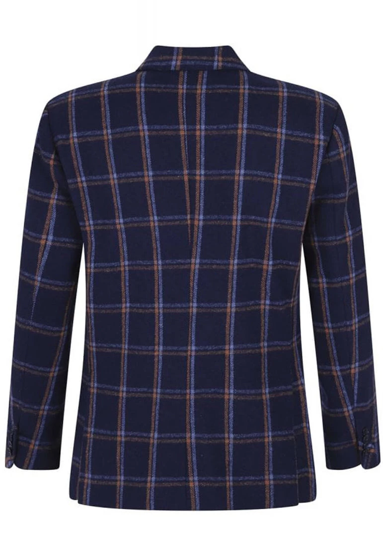 Collectif Mens John Check Jacket Navy New In