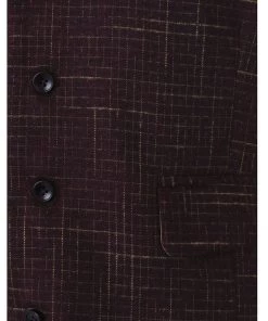 Collectif Men Max Crosshatch Waistcoat Burgundy