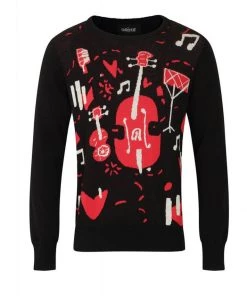 Collectif Mens Jimmy Jazz Sound 50's Jumper Black New In