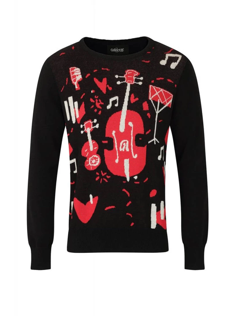 Collectif Mens Jimmy Jazz Sound 50's Jumper Black New In