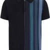 New In Collectif Men Pablo Moonbeam Knitted 50's Polo Shirt Blue
