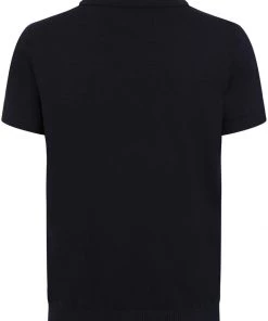 New In Collectif Men Pablo Moonbeam Knitted 50's Polo Shirt Blue