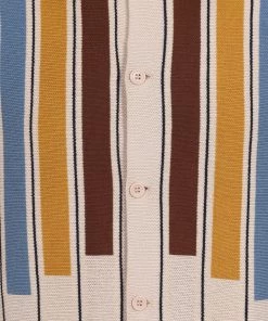 Collectif Men Luca Earth Stripe 50's Cardigan Cream New In