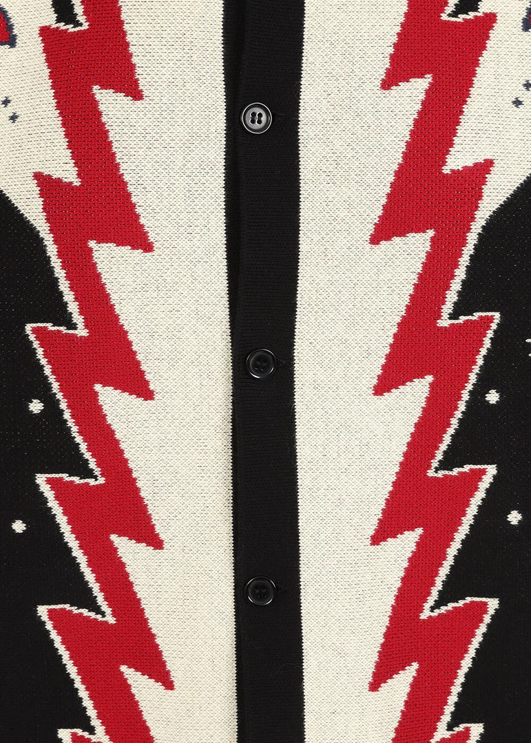 New In Collectif Men Luca Atomic Rocket 50's Cardigan Black