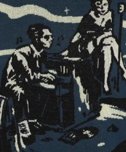 New In Collectif Mens Scott Blues Night 50's Jumper Blue