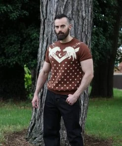 New In Collectif Mens Scott Mountain Wolf 50's Jumper Brown