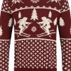 New In Collectif Mens James Festive Knitted Jumper Red