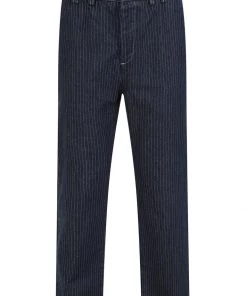 Collectif Mens Johnny Striped Jeans Blue White