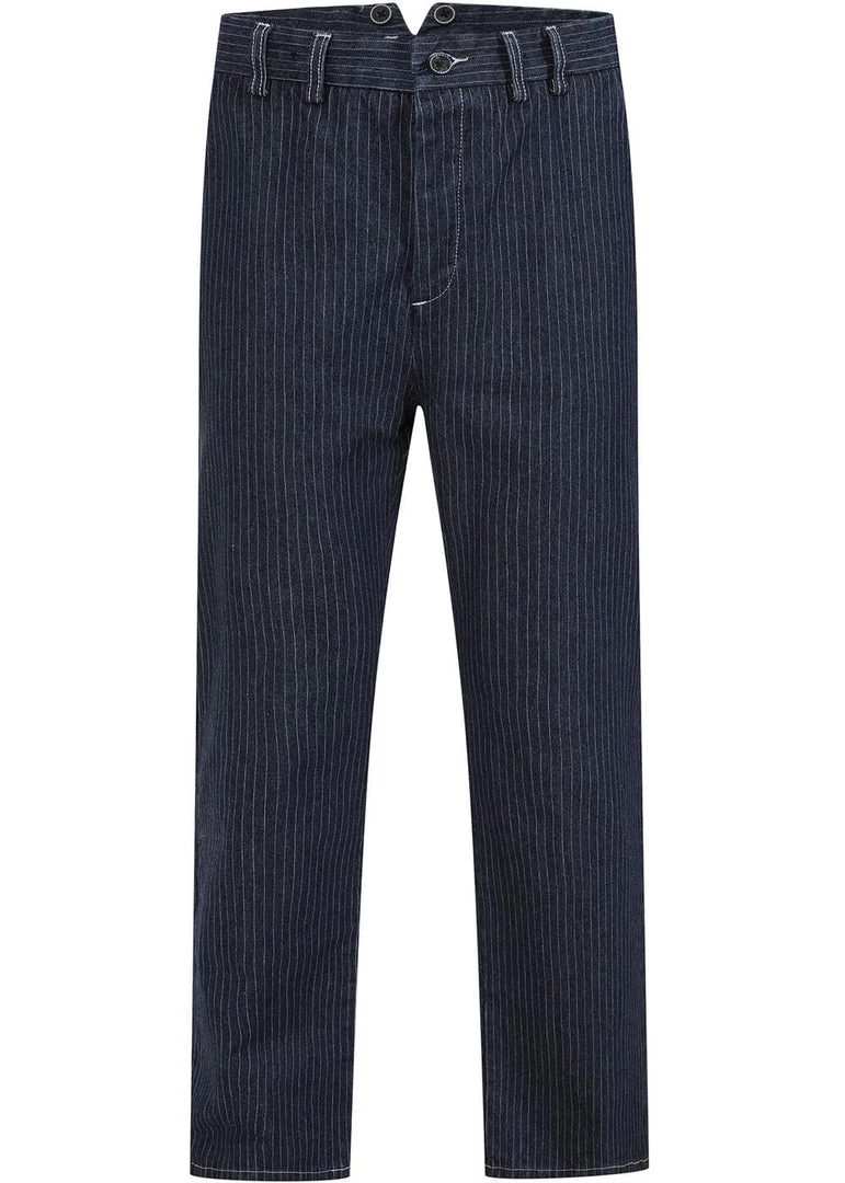 Collectif Mens Johnny Striped Jeans Blue White