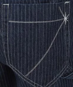 Collectif Mens Johnny Striped Jeans Blue White