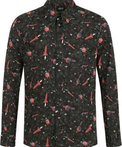 New In Collectif Men Henry Atomic Rocket 50's Shirt Black