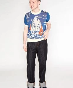 Collectif Men Bobbie Nautical 40's Jumper Blue New In