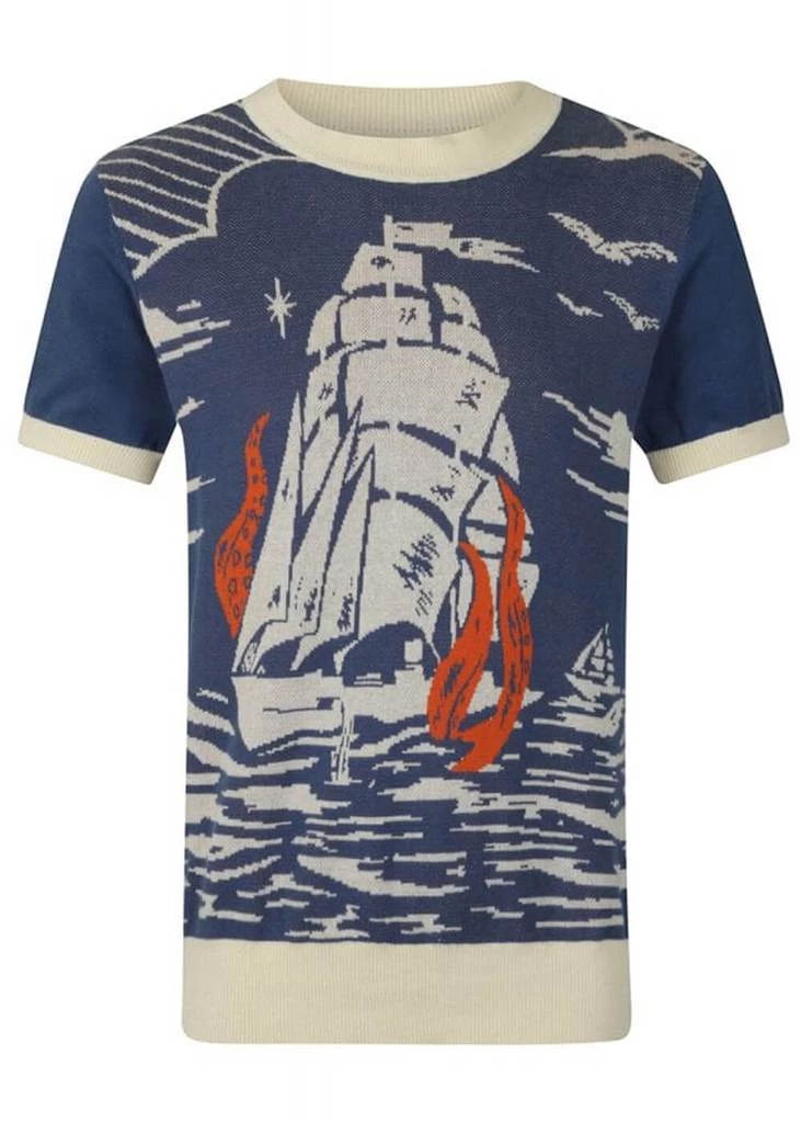 Collectif Men Bobbie Nautical 40's Jumper Blue New In