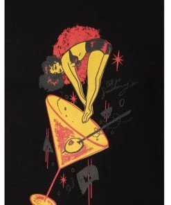 New In Collectif Mens Jake Let's Go Swimming 50's T-Shirt Black Burgundy