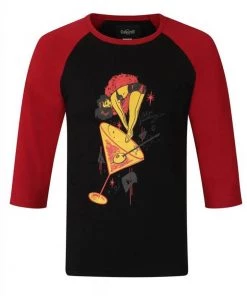 New In Collectif Mens Jake Let's Go Swimming 50's T-Shirt Black Burgundy