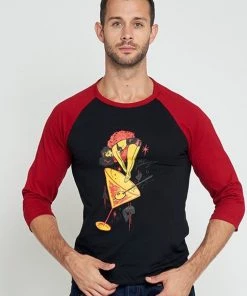 New In Collectif Mens Jake Let's Go Swimming 50's T-Shirt Black Burgundy