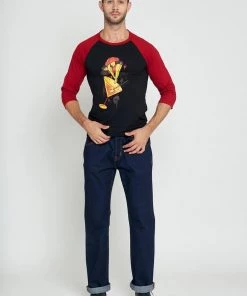 New In Collectif Mens Jake Let's Go Swimming 50's T-Shirt Black Burgundy