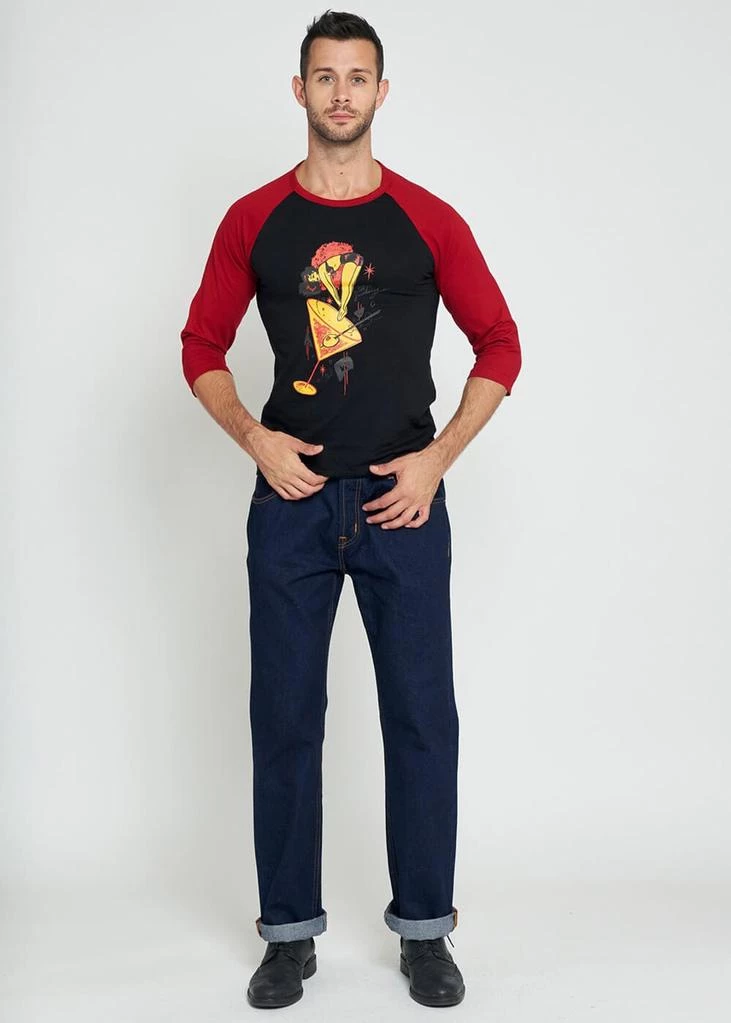 New In Collectif Mens Jake Let's Go Swimming 50's T-Shirt Black Burgundy