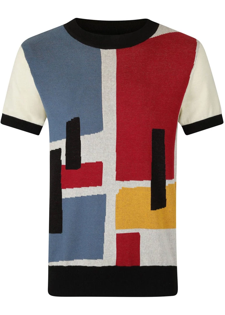 Collectif Heren Scott Abstract 60's Jumper Multi New In