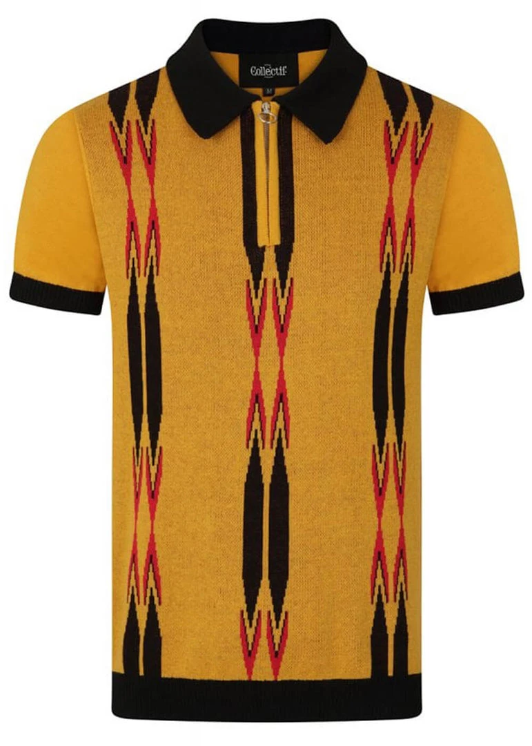 New In Collectif Mens Pablo Marylebone Polo Shirt Mustard