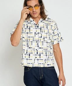 Collectif Mens Oscar Carnaby 50's Shirt Cream