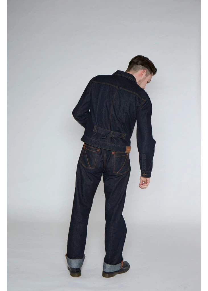 New In Collectif Mens Borris Denim 50's Jacket Blue