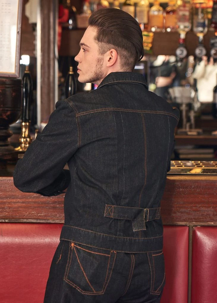 New In Collectif Mens Borris Denim 50's Jacket Blue