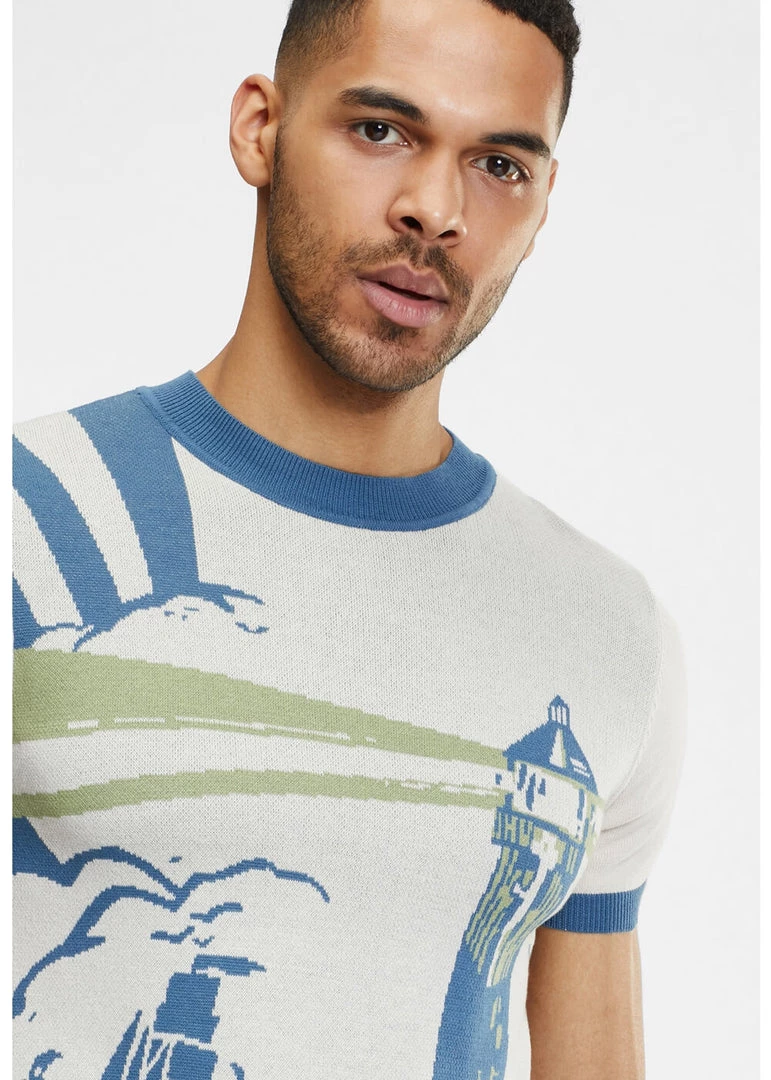 Collectif Mens Scott Lighthouse 50's Jumper Cream New In