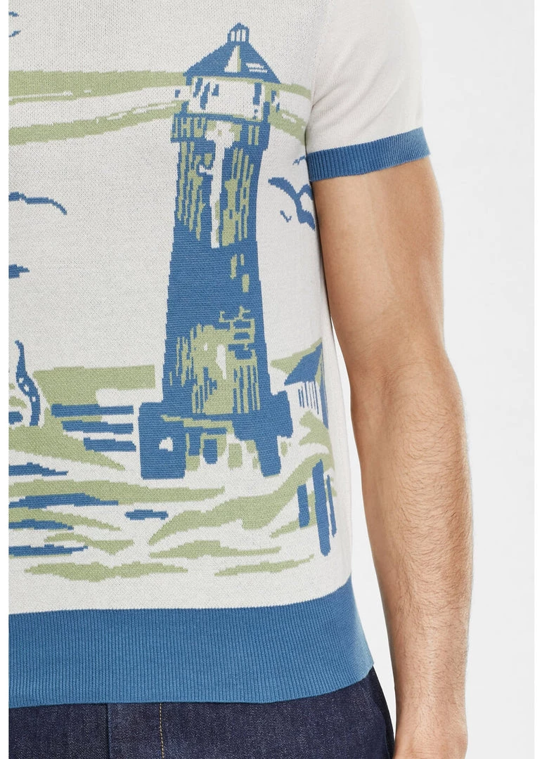 Collectif Mens Scott Lighthouse 50's Jumper Cream New In