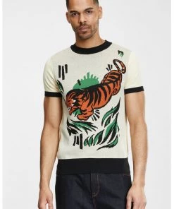 New In Collectif Mens Scott Tiger 50's Jumper Multicolour