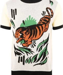New In Collectif Mens Scott Tiger 50's Jumper Multicolour