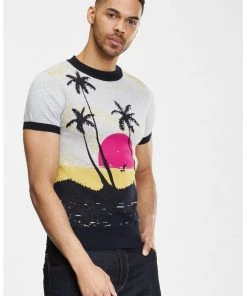 Collectif Mens Scott Palm Paradise 50's Jumper Multicolour