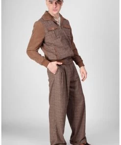Collectif Mens Edison 40's Trousers Brown