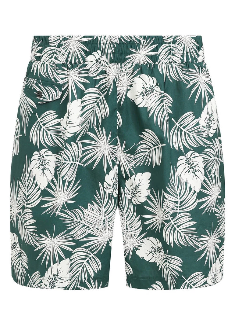 Collectif Mens Martin Deep Palm Shorts Green New In