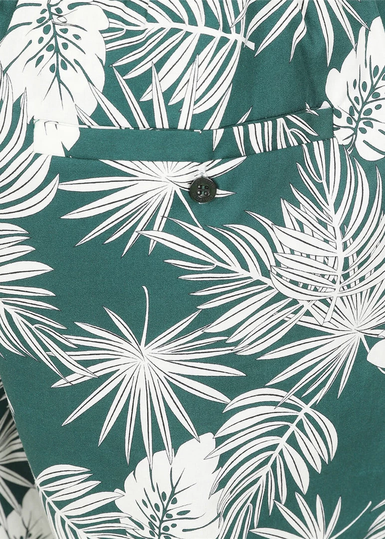 Collectif Mens Martin Deep Palm Shorts Green New In