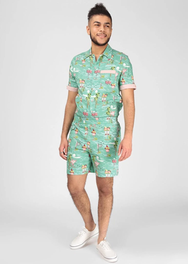 Collectif Mens Martin Motel Shorts Blue