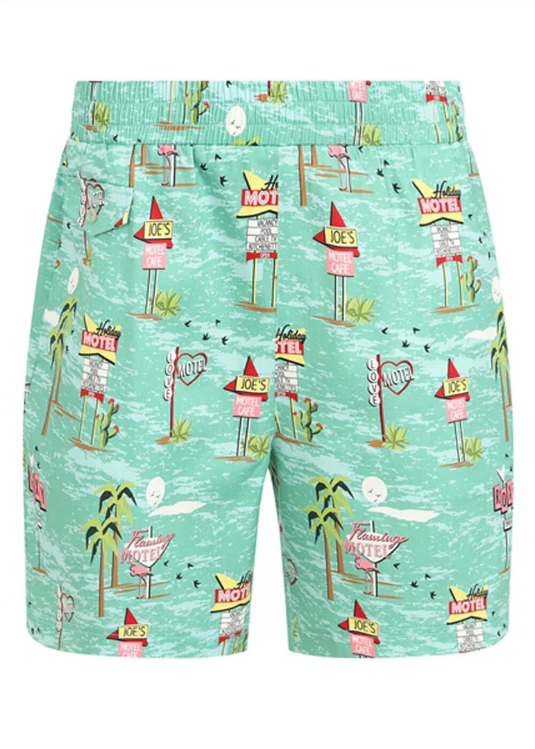 Collectif Mens Martin Motel Shorts Blue