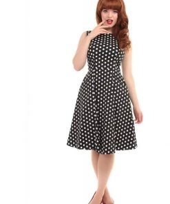 Collectif Hepburn Polkadot 50's Swing Dress Black White New In