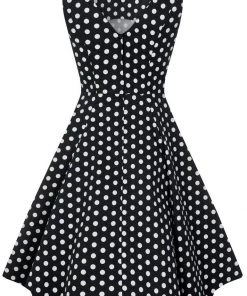 Collectif Hepburn Polkadot 50's Swing Dress Black White New In
