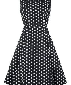 Collectif Hepburn Polkadot 50's Swing Dress Black White New In