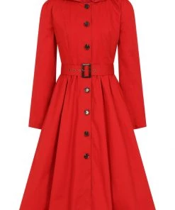 Collectif Sarah 50's Hooded Trenchcoat Red New In