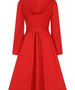 Collectif Sarah 50's Hooded Trenchcoat Red New In