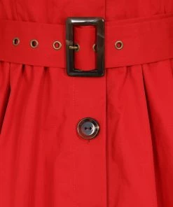 Collectif Sarah 50's Hooded Trenchcoat Red New In