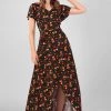 New In Collectif Sunny Ditsy Tulip Bloom 70's Maxi Dress Black