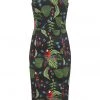 New In Collectif Anita Parrot Paradise 50's Pencil Dress Black