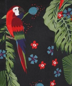 New In Collectif Anita Parrot Paradise 50's Pencil Dress Black